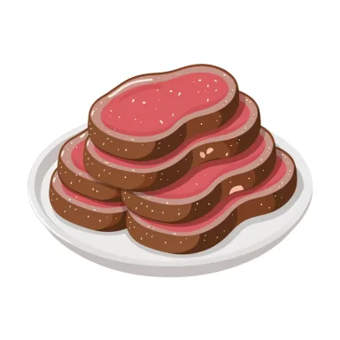 Illustration of roast beef, roasted