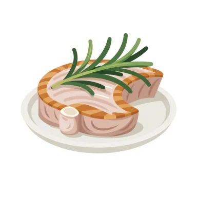 Illustration of pork chop, boneless, pan-broiled