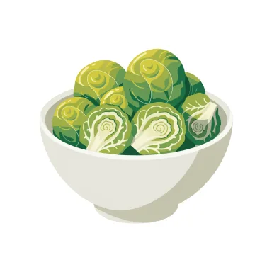 Illustration of brussels sprouts, cooked