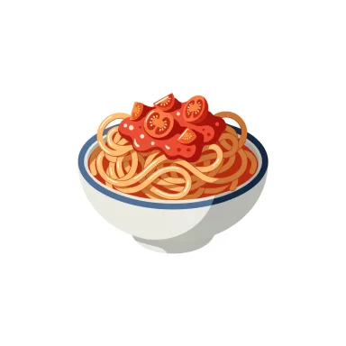 Illustration of spaghetti with tomato sauce