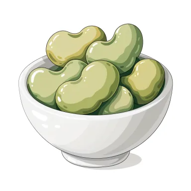 Illustration of fava beans, cooked