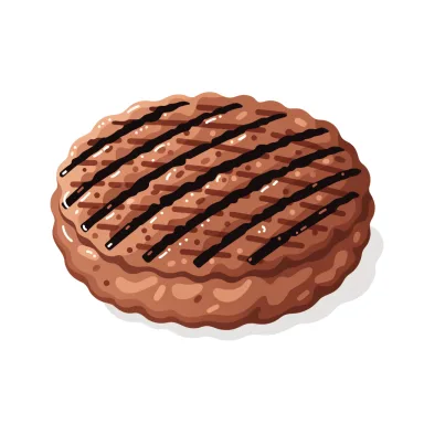 Illustration of ground beef patty, 85% lean, broiled