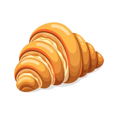Illustration of croissant, butter