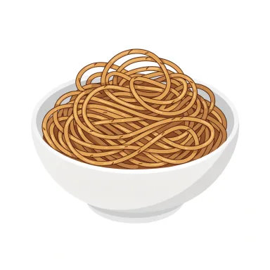 Illustration of pasta, whole wheat, cooked